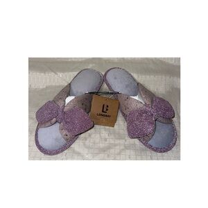 LongBay Purple Glitter Slippers with Bow